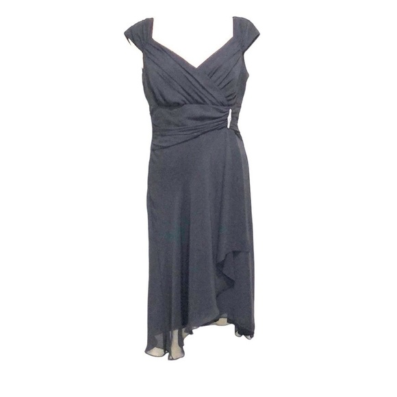 Vintage Dawn Joy Midi Dress Size Medium 10 Black Jeweled Asymmetrical Hem - Picture 1 of 9